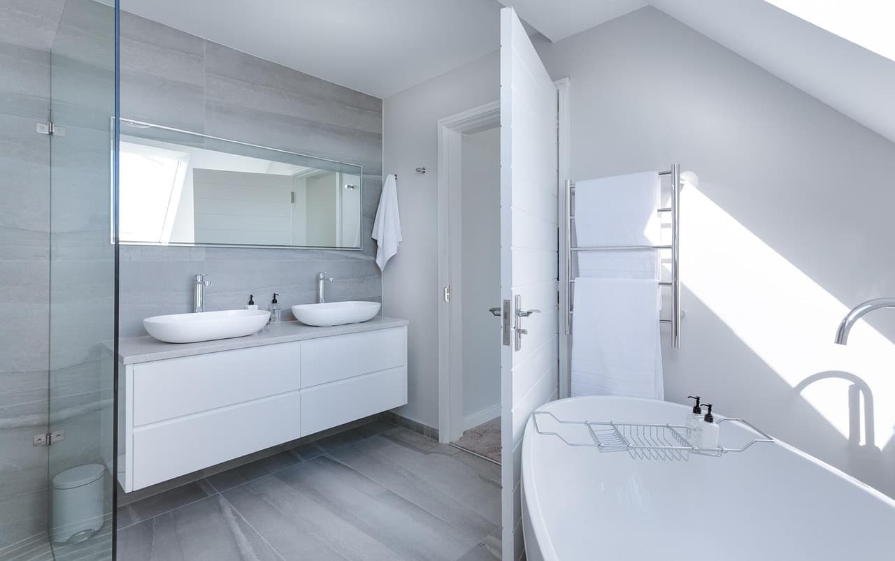 Bright clean residential bathroom